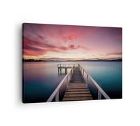 Impression sur Toile 70x50cm Tableaux Image Photo Pont Rose Ciel Art Decoration