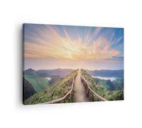 Impression sur Toile 70x50cm Tableaux Image Photo Sentier Montagne Açores