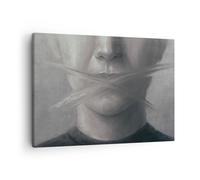 Impression sur Toile 70x50cm Tableaux Image Photo Symbole Bouche Discours