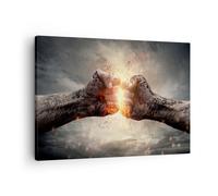 Impression sur Toile 70x50cm Tableaux Image Photo Symbole poing combat