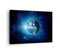 Impression sur Toile 70x50cm Tableaux Image Photo Terre Univers Etoiles Galaxie