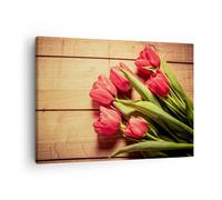 Impression sur Toile 70x50cm Tableaux Image Photo Tulipes Bouquet été jardin
