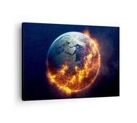 Impression sur Toile 70x50cm Tableaux Image Photo Univers Terre Feu globe