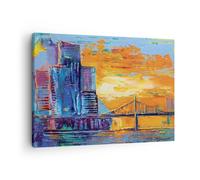 Impression sur Toile 70x50cm Tableaux Image Photo Ville Pont Empâtement