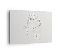 Impression sur Toile 70x50cm Tableaux Image Photo Visage Ligne Esquisse