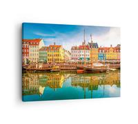 Impression sur Toile 70x50cm Tableaux Image Photo Voiliers Eau Architecture Port