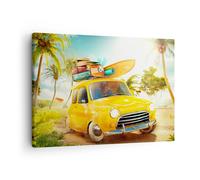 Impression sur Toile 70x50cm Tableaux Image Photo Voiture plage voyage été