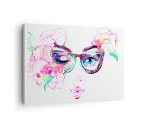 Impression sur Toile 70x50cm Tableaux Lunettes de vue globe oculaire femelle