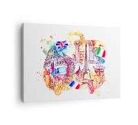 Impression sur Toile 70x50cm Tableaux Voyage l'Europe l'histoire le château