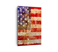 Impression sur Toile 80x120cm Tableaux Amérique Drapeau national patriotique