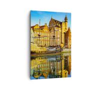 Impression sur Toile 80x120cm Tableaux Bateau rivière architecture histoire