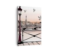 Impression sur Toile 80x120cm Tableaux France pigeon graphiques illustration