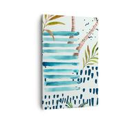 Impression sur Toile 80x120cm Tableaux Image Aquarelle palmier tropique bateau