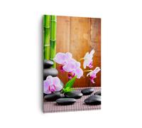 Impression sur Toile 80x120cm Tableaux Image Bambou décoration fleur orchidée