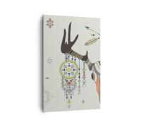 Impression sur Toile 80x120cm Tableaux Image Deer Mandala spiritualité sauvage