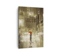 Impression sur Toile 80x120cm Tableaux Image illustration désastre Rue Pluie