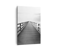 Impression sur Toile 80x120cm Tableaux Image Jetée Point De Vue Noir Et Blanc