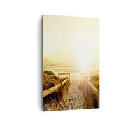 Impression sur Toile 80x120cm Tableaux Image le lever du soleil vague île océan