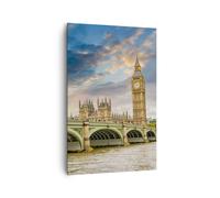 Impression sur Toile 80x120cm Tableaux Image Londres bureau parlement bâtiment