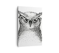 Impression sur Toile 80x120cm Tableaux Image mode conception hibou aquarelle