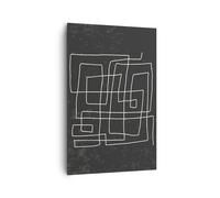 Impression sur Toile 80x120cm Tableaux Image Noir Et Blanc Labyrinthe Ligne