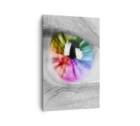 Impression sur Toile 80x120cm Tableaux Image Oeil arc-en-ciel cils graphiques