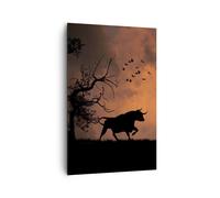 Impression sur Toile 80x120cm Tableaux Image Photo Animal en colère taureau