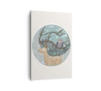 Impression sur Toile 80x120cm Tableaux Image Photo Animaux Nuit Lune hibou