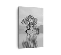 Impression sur Toile 80x120cm Tableaux Image Photo Arbre Symétrie Lac Decoration