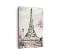 Impression sur Toile 80x120cm Tableaux Image Photo Arbres Eiffle Couple France