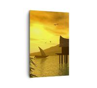 Impression sur Toile 80x120cm Tableaux Image Photo Asie montagne mer roches