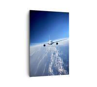 Impression sur Toile 80x120cm Tableaux Image Photo Avion ciel nuages vol