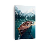 Impression sur Toile 80x120cm Tableaux Image Photo Bateau Vallée Montagnes