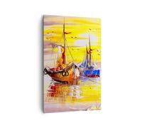Impression sur Toile 80x120cm Tableaux Image Photo Bateaux soleil mer voyage