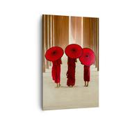 Impression sur Toile 80x120cm Tableaux Image Photo Bhoutan Parapluie Rouge