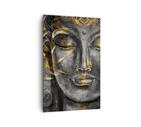 Deco Cadre Salon Bouddha Or Bodhisattva Moderne Impression sur Toile 80x120cm Image Tableau Decoration Murale Chambre Cuisine Vertical Art Wall Decor Grand Tableaux Decoratifs Muraux PA80x120-4442