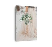 Impression sur Toile 80x120cm Tableaux Image Photo Bouquet Mariage Robe