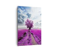 Impression sur Toile 80x120cm Tableaux Image Photo Bruyère arbre nuages paysage