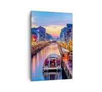 Impression sur Toile 80x120cm Tableaux Image Photo Canal Grande Soir Decoration