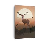 Impression sur Toile 80x120cm Tableaux Image Photo cerf bois cornes Decoration