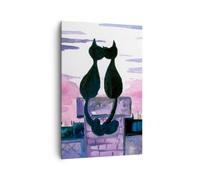 Impression sur Toile 80x120cm Tableaux Image Photo Chats toit amour animal