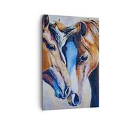 Impression sur Toile 80x120cm Tableaux Image Photo cheval animal lien Decoration
