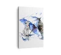 Impression sur Toile 80x120cm Tableaux Image Photo Chien parapluie pluie temps