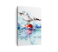 Impression sur Toile 80x120cm Tableaux Image Photo Eau poissons Mouette faim