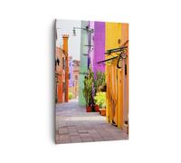 Impression sur Toile 80x120cm Tableaux Image Photo été rue maison Art Decoration