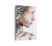 Impression sur Toile 80x120cm Tableaux Image Photo Femme Double Exposition