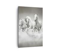 Impression sur Toile 80x120cm Tableaux Image Photo Ferme chevaux galop liberté