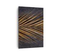 Impression sur Toile 80x120cm Tableaux Image Photo Feuille Or Noir Decoration