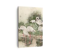 Impression sur Toile 80x120cm Tableaux Image Photo flamant rose oiseau eau