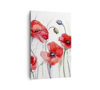 Impression sur Toile 80x120cm Tableaux Image Photo fleur coquelicot prairie